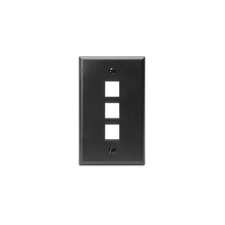 Leviton 3-Port Wallplate Unloaded, 1-Gang Use W/Snap-In Modules, Quickport BK 41080-3EP